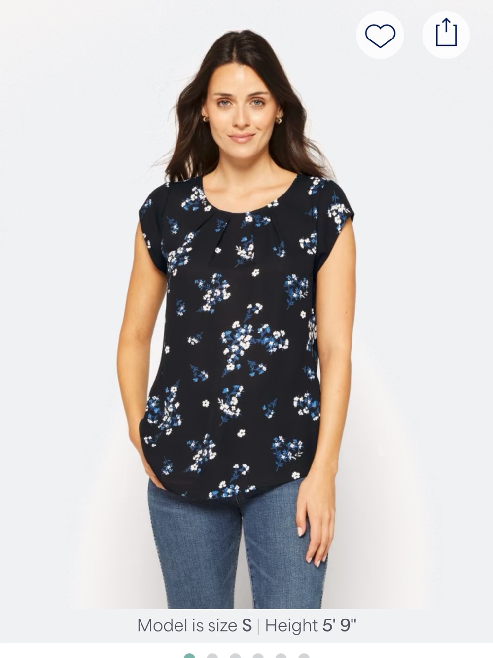 41 Hawthorn Black Floral Cap-Sleeve Blouse